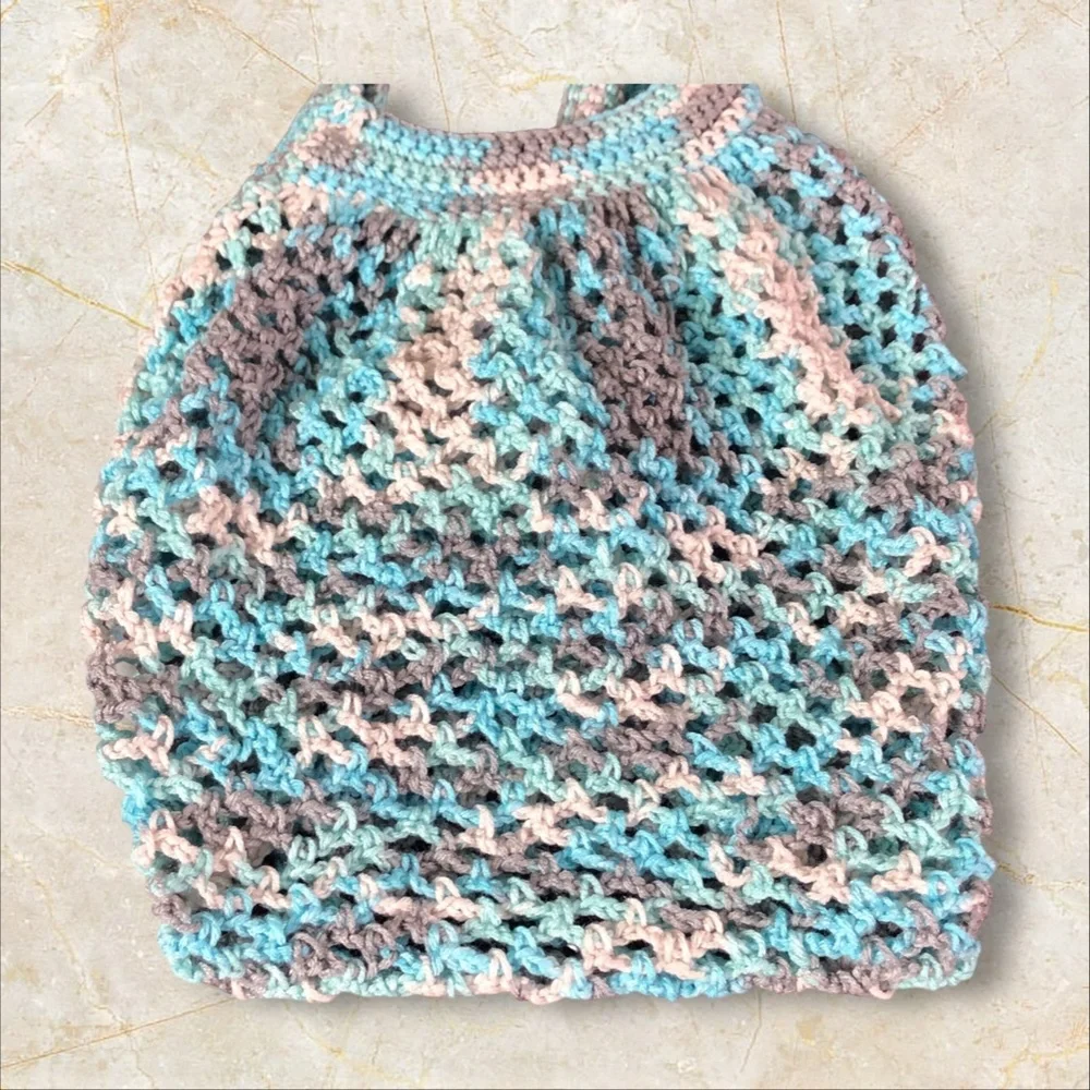 Handmade Crochet Icelandic Market Bag / Mesh Open Weave Fishnet Shopping Bag